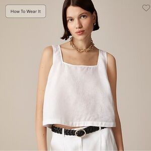 J. Crew Squareneck button-back top in linen (M - White) NWT